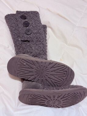 UGG Charcoal Knit Button Boots